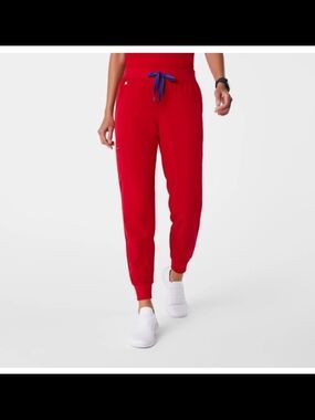 Figs Red Joggers Zamara Blue Drawstring Size Xs
